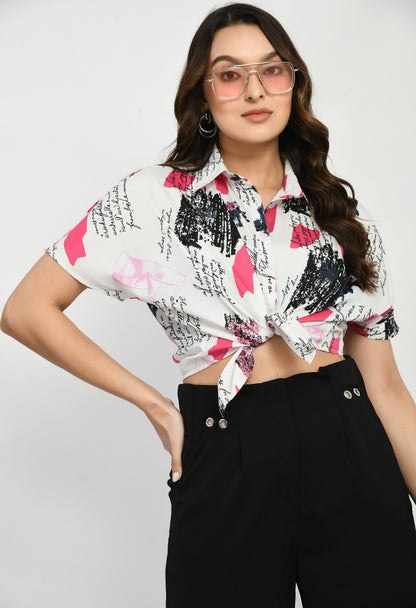 Printed white shirt for women